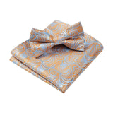 Paisley Pre-Tied Bow Tie & Pocket Square - ORANGE/BLUE