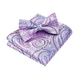 Paisley Pre-Tied Bow Tie & Pocket Square - LIGHT PURPLE