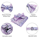 Paisley Pre-Tied Bow Tie & Pocket Square - LIGHT PURPLE