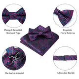 Paisley Pre-Tied Bow Tie & Pocket Square - BLACK PURPLE