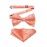 Paisley Pre-Tied Bow Tie & Pocket Square - ORANGE-1