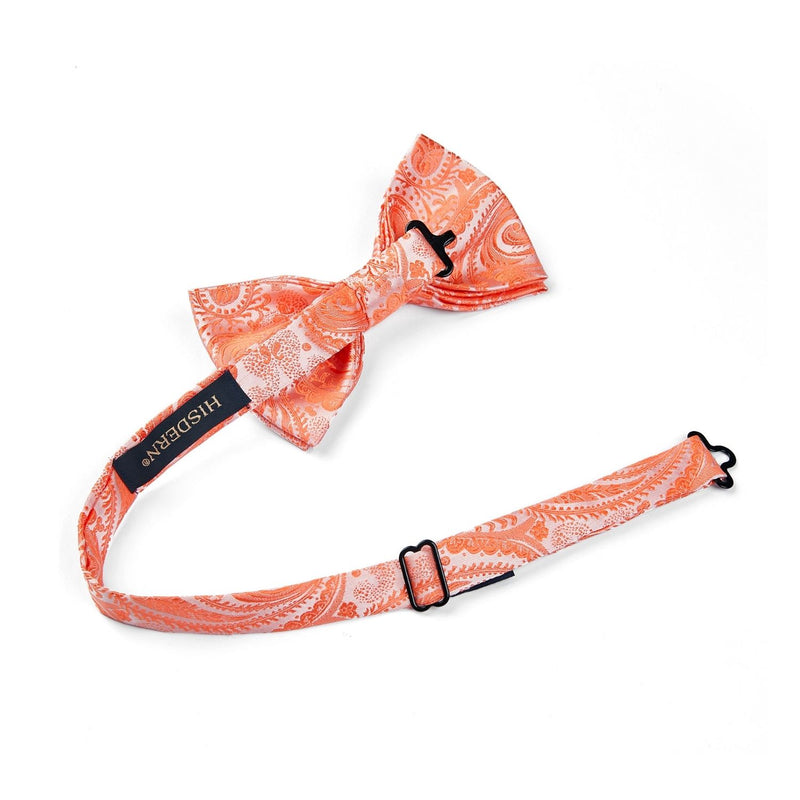 Paisley Pre-Tied Bow Tie & Pocket Square - ORANGE-1