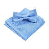 Paisley Pre-Tied Bow Tie & Pocket Square - SKY BLUE