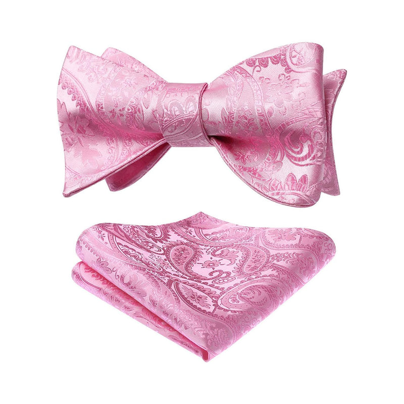 Floral Paisley Bow Tie & Pocket Square - 2-PINK