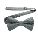 Paisley Pre-Tied Bow Tie & Pocket Square - H-GREY1