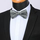 Paisley Pre-Tied Bow Tie & Pocket Square - H-GREY1