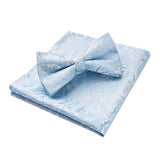 Paisley Pre-Tied Bow Tie & Pocket Square - LIGHT BLUE 02