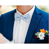 Paisley Pre-Tied Bow Tie & Pocket Square - LIGHT BLUE 02