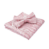 Paisley Pre-Tied Bow Tie & Pocket Square - PINK-1