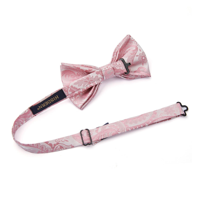 Paisley Pre-Tied Bow Tie & Pocket Square - PINK-1