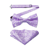 Paisley Pre-Tied Bow Tie & Pocket Square - PURPLE 1