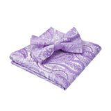 Paisley Pre-Tied Bow Tie & Pocket Square - PURPLE 1