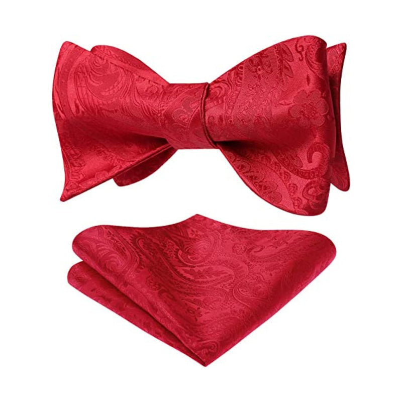 Floral Paisley Bow Tie & Pocket Square Sets - 1-RED