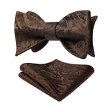 Floral Paisley Bow Tie & Pocket Square - 1-BROWN