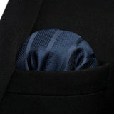 Stripe Bow Tie & Pocket Square - NAVY BLUE 