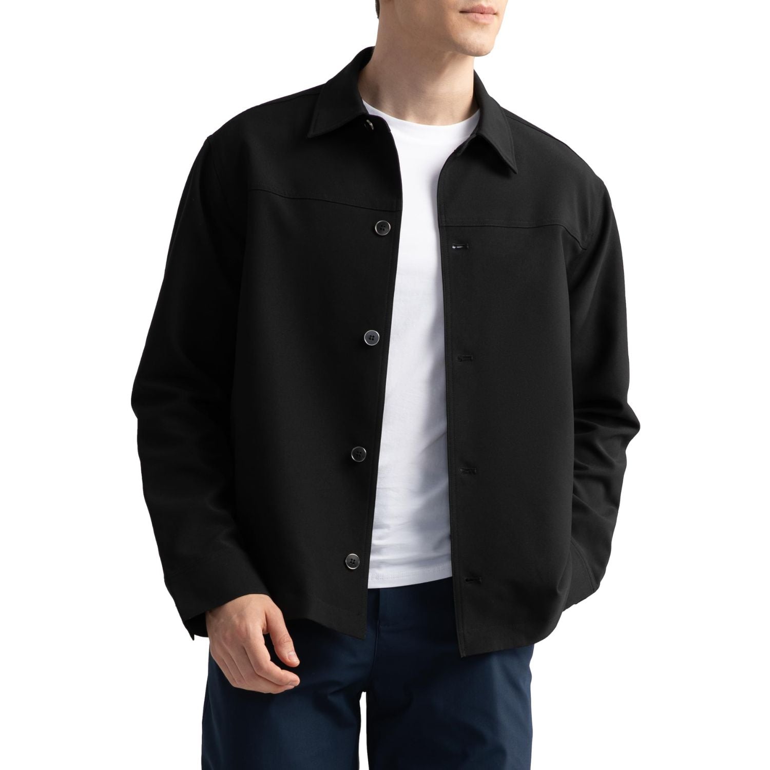 Hisdern Flex 531 Men's Button Down Black Shirt Jacket for Casual Gathering
