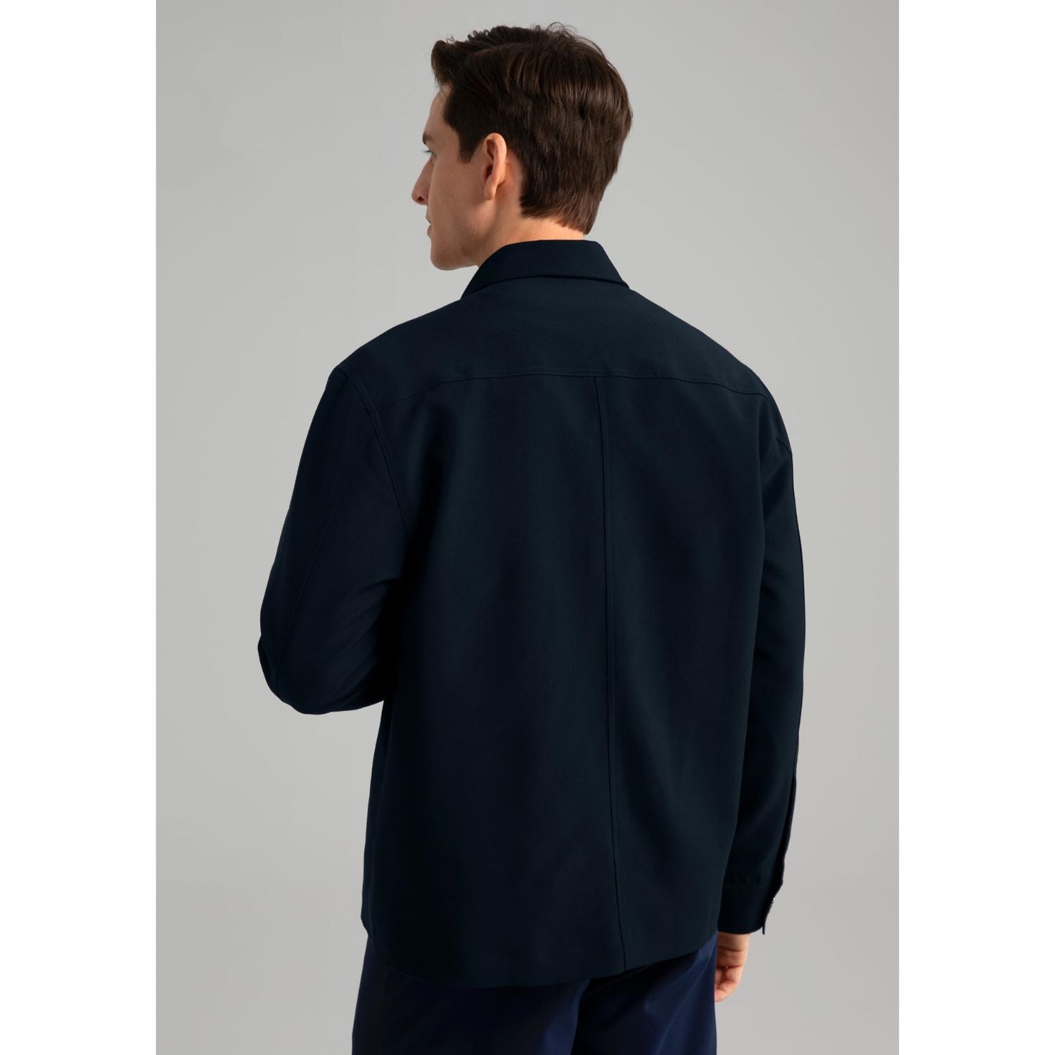 Hisdern Flex 531 Men's Button Down Navy Blue Shirt Jacket for Casual Gathering
