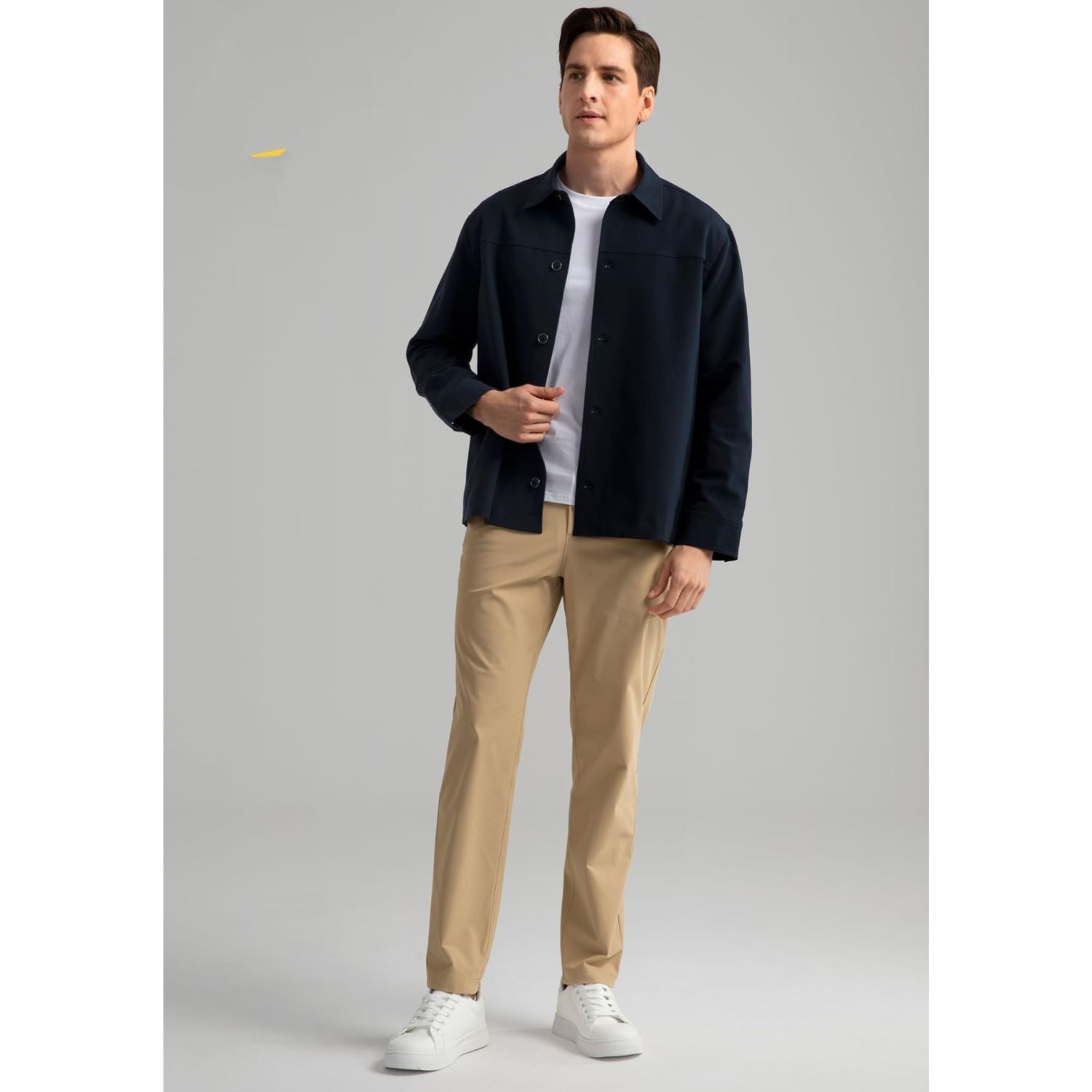 Hisdern Flex 531 Men's Button Down Navy Blue Shirt Jacket for Casual Gathering