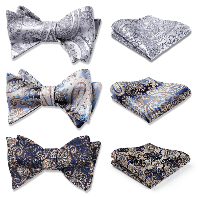 3PCS Mixed Design Bow tie & Pocket Square Sets - B3-19 Christmas Gifts for Men