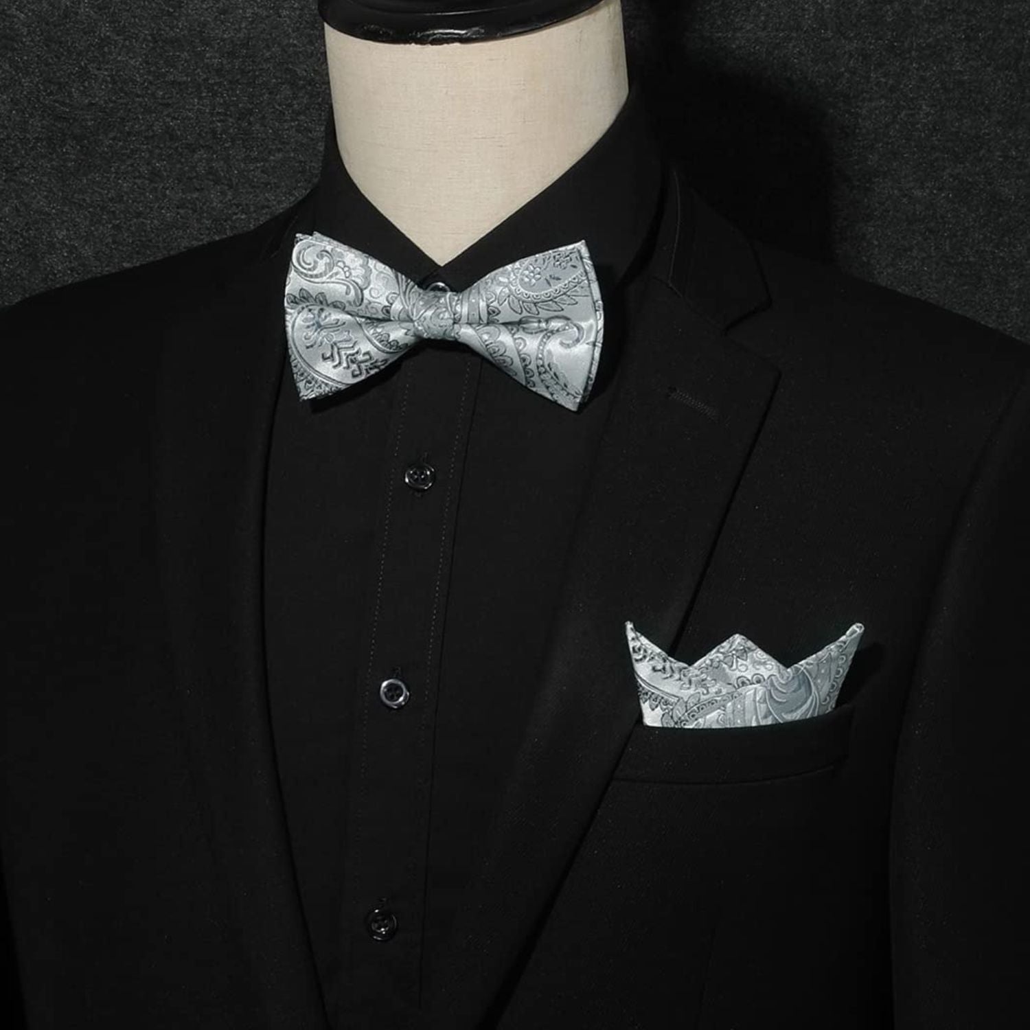 3PCS Mixed Design Bow tie & Pocket Square Sets - B3-19 Christmas Gifts for Men