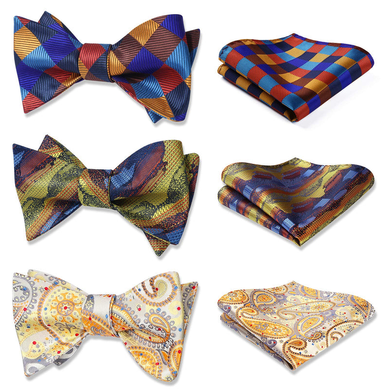 3PCS Mixed Design Bow tie & Pocket Square Sets - B3-10 Christmas Gifts for Men