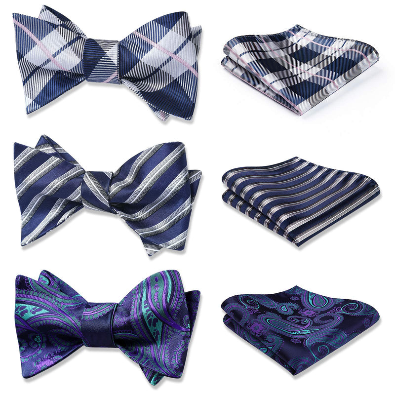 3PCS Mixed Design Bow tie & Pocket Square Sets - B3-07 Christmas Gifts for Men