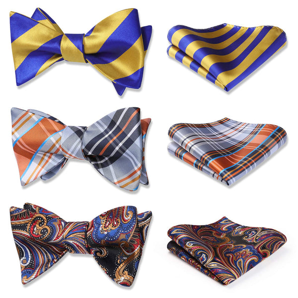 3PCS Mixed Design Bow tie & Pocket Square Sets - B3-09 Christmas Gifts for Men