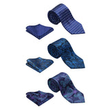 3PCS XL Tie & Pocket Square Set - A5-BLUE