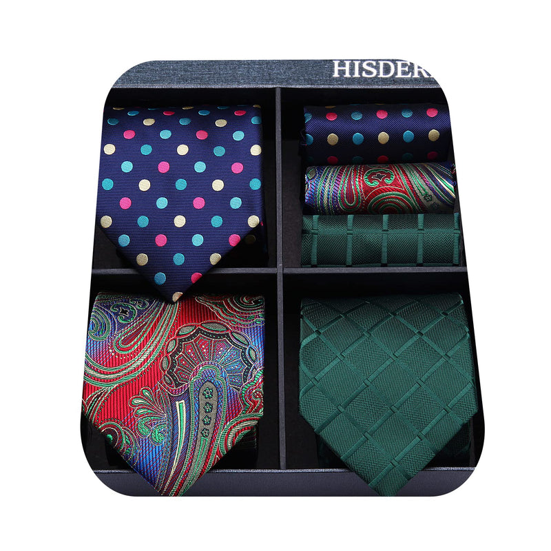 3PCS Tie & Pocket Square Set - T3-S4 Christmas Gifts for Men