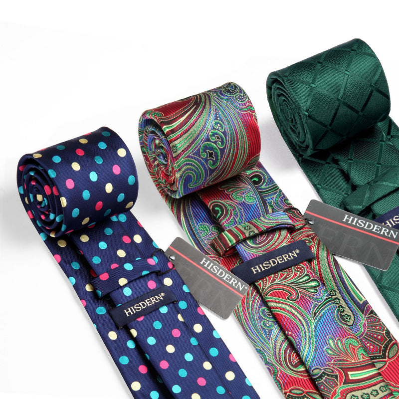 3PCS Tie & Pocket Square Set - T3-S4 Christmas Gifts for Men