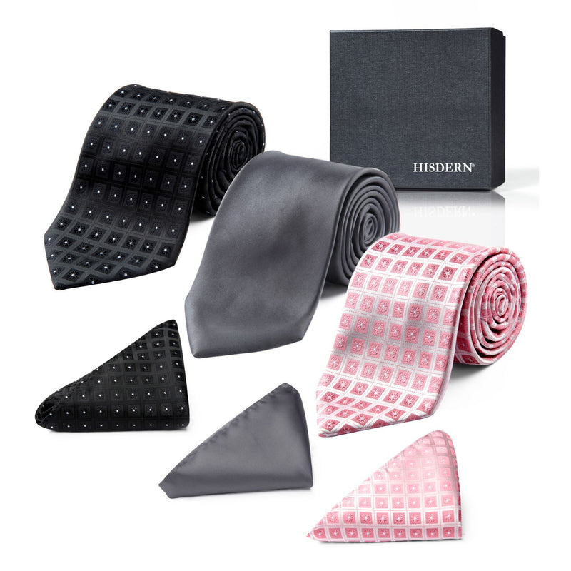 3PCS Tie & Pocket Square Set - TB3010 Christmas Gifts for Men