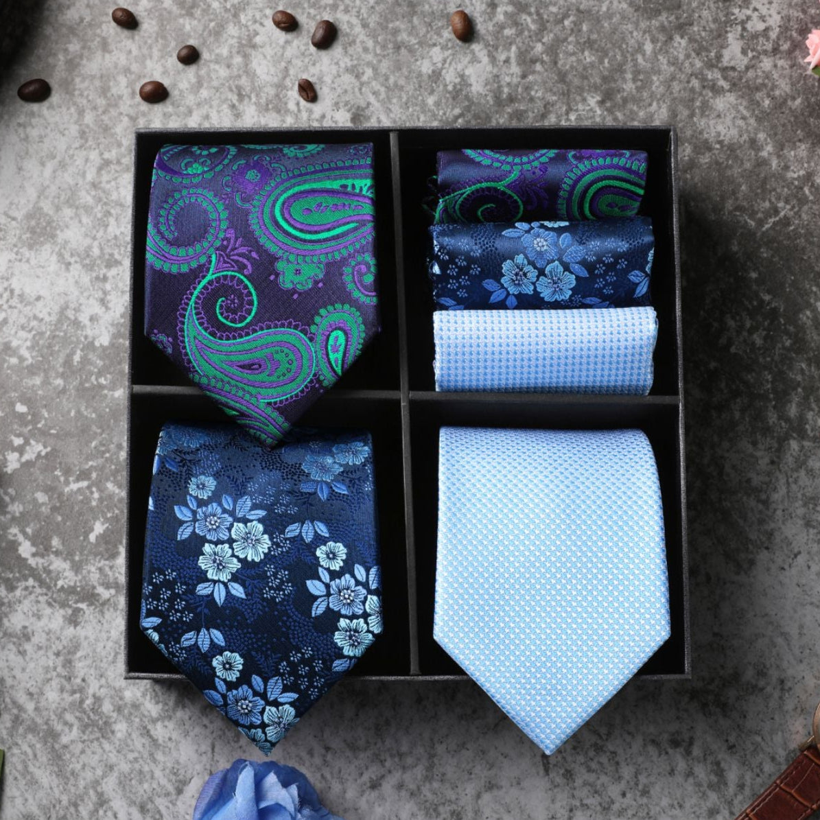 3PCS Tie & Pocket Square Set - 1HT-8S