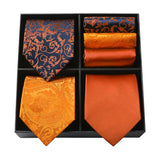 3PCS Tie & Pocket Square Set - ORANGE