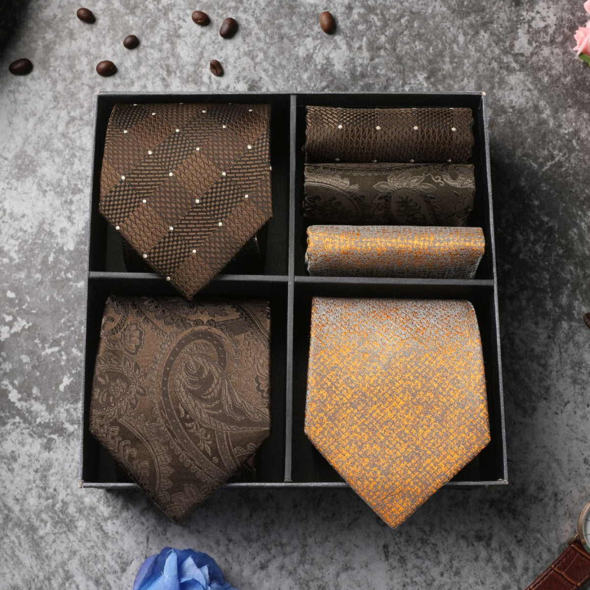 3PCS Tie & Pocket Square Set - 4HT-1S