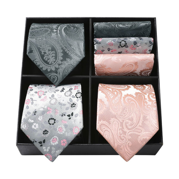 3PCS Tie & Pocket Square Set - 8HT-5S