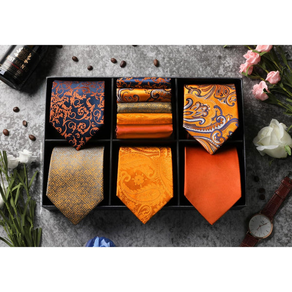 5-Piece Pattern Tie Set Wedding Accessory Gift Box Set