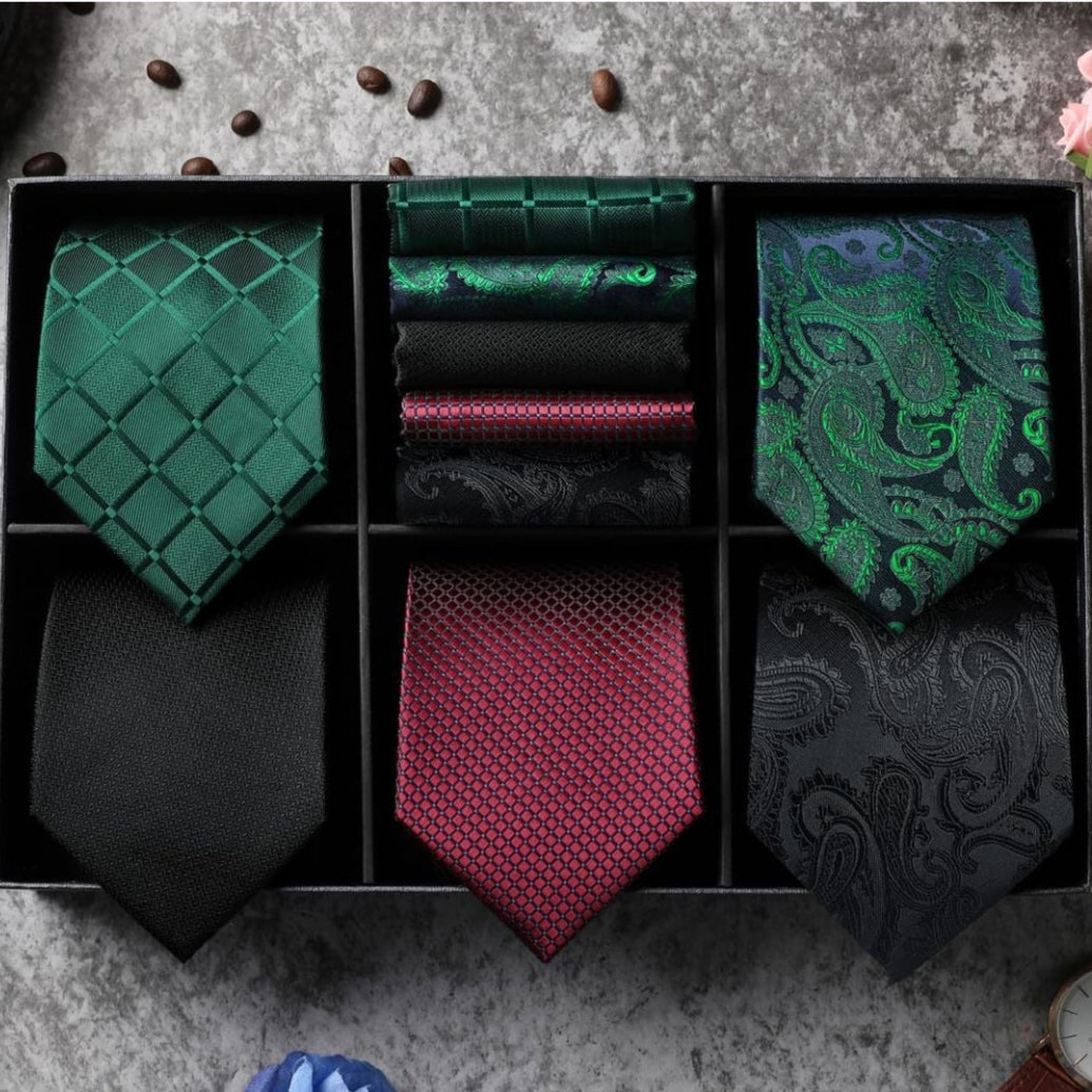 5-Piece Pattern Tie Set Wedding Accessory Gift Box Set