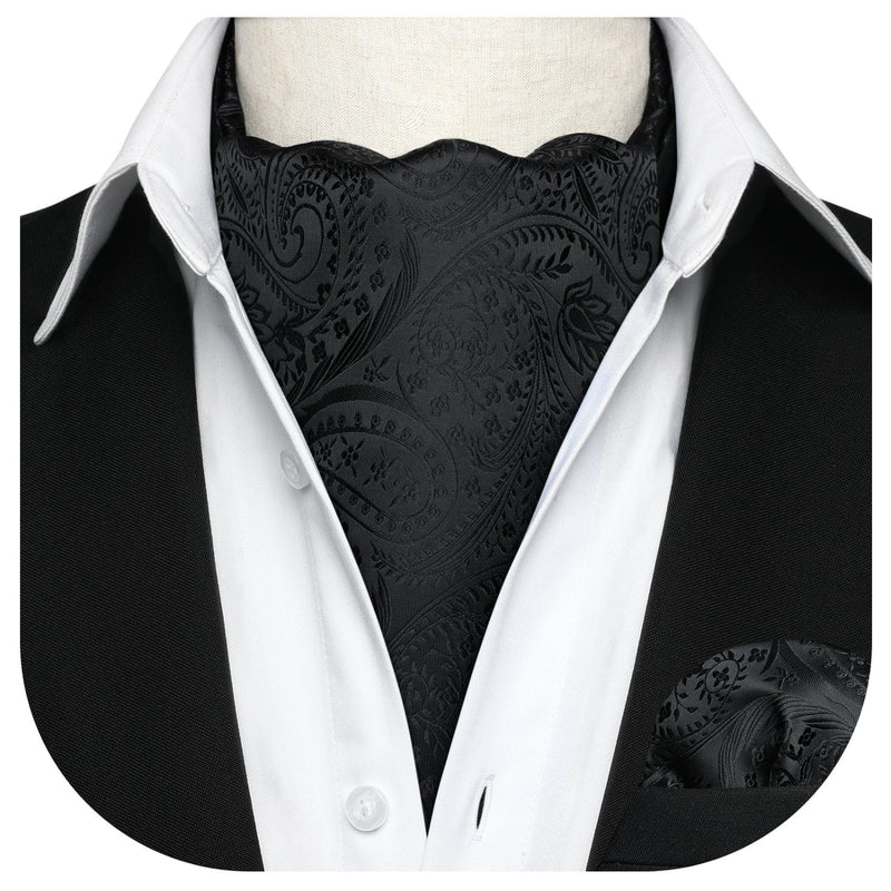 Paisley Ascot Handkerchief Set - A-02 NAVY BLUE