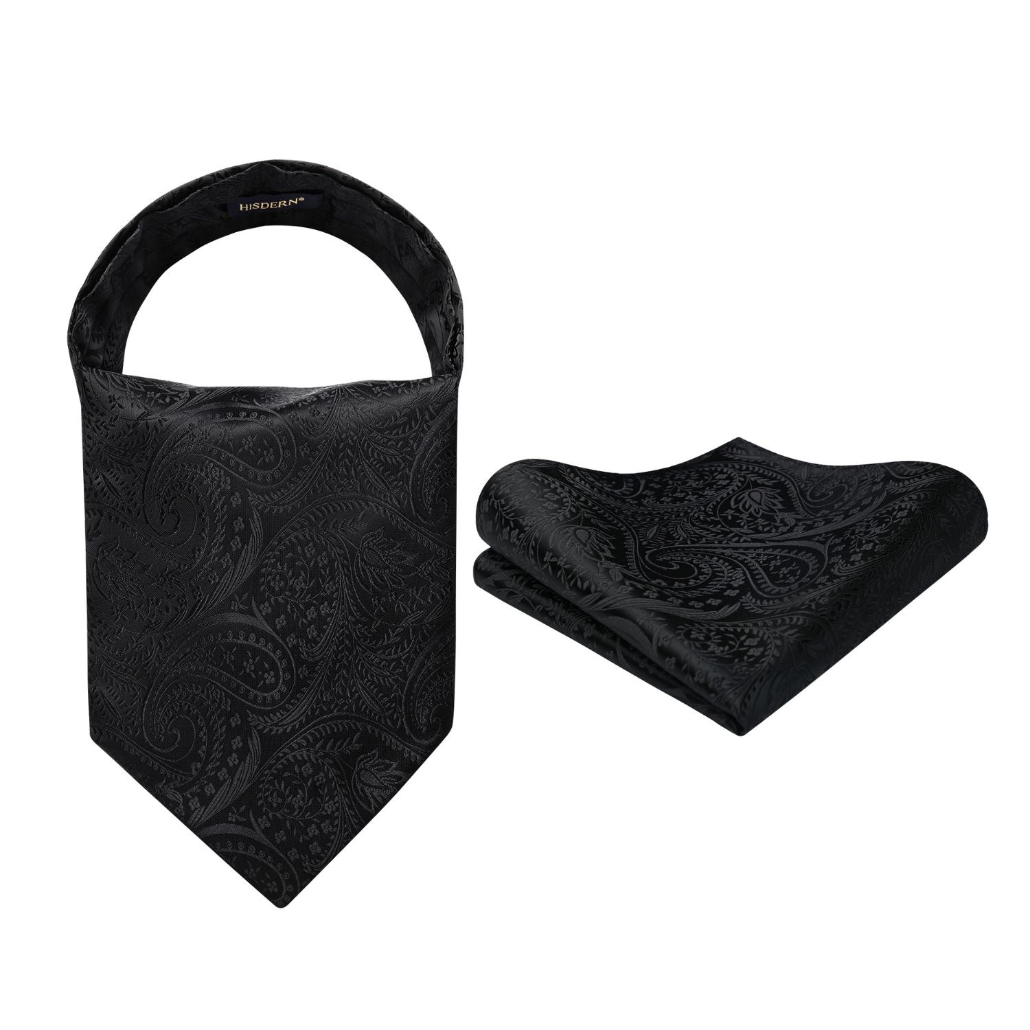 Paisley Ascot Handkerchief Set - A-02 NAVY BLUE