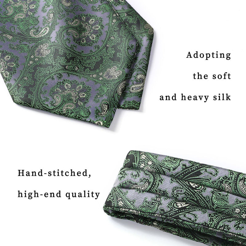 Paisley Ascot Handkerchief Set - A-GREEN FLORAL