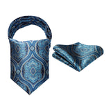 Floral Paisley Ascot Cravat Scarf - BLUE/BEIGE