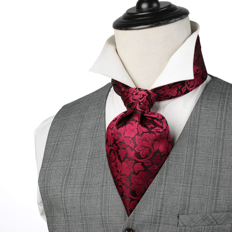 Floral Ascot Handkerchief Set - A-02 RED