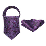 Paisley Ascot Handkerchief Set - A-04 PURPLE