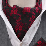 Floral Paisley Ascot Cravat Scarf - RED/BLACK