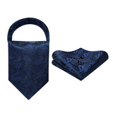Paisley Ascot Handkerchief Set - A-02 NAVY BLUE