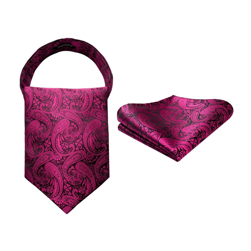 Paisley Ascot Handkerchief Set - A-03 HOT PINK