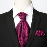 Paisley Ascot Handkerchief Set - A-03 HOT PINK