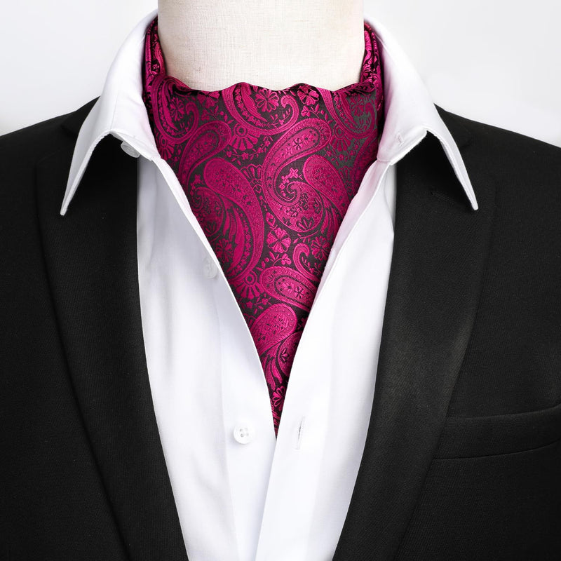 Paisley Ascot Handkerchief Set - A-03 HOT PINK