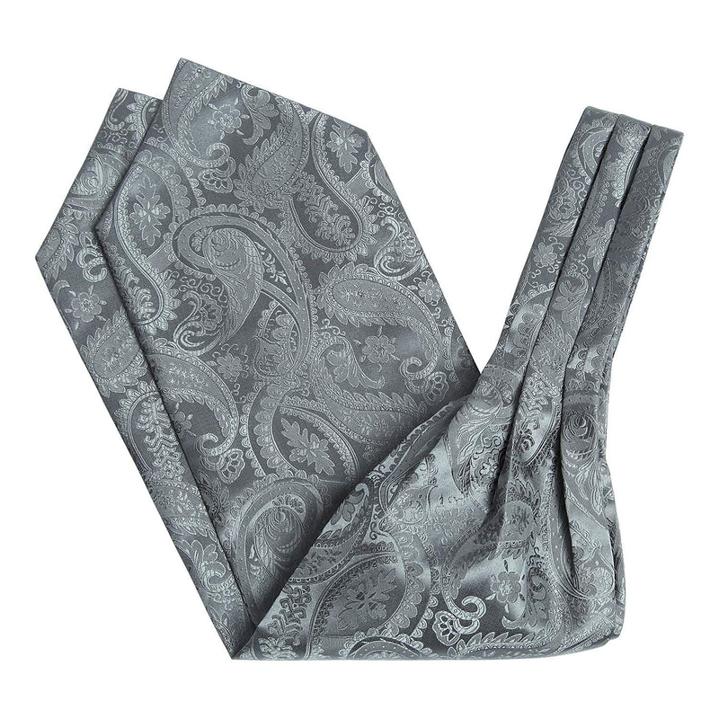 Paisley Floral Ascot Handkerchief Set - B-CHARCOAL/GRAY