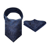 Floral Paisley Ascot Cravat Scarf - A-NAVY BLUE 01